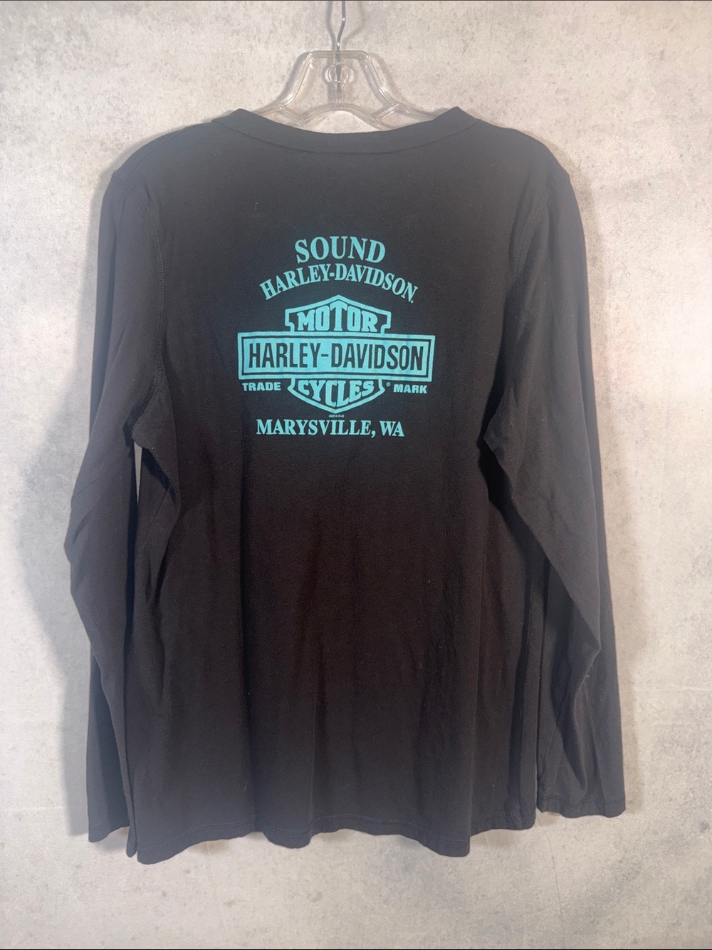 Harley-Davidson Women’s Black Lace-Up Skull Graphic Long Sleeve Shirt - Picture 4 of 5